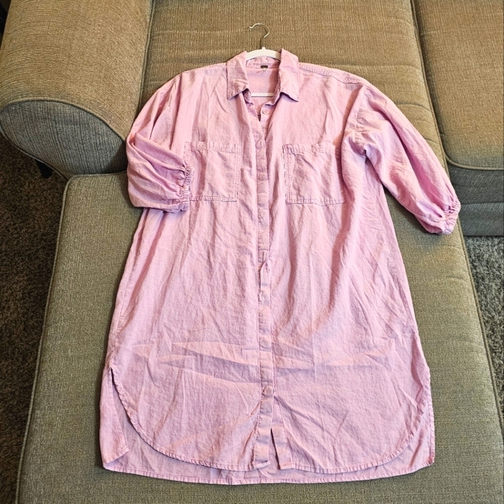 Young, Fabulous, & Broke Light Purple Linen Blend Lagen Casual Oversized Dress